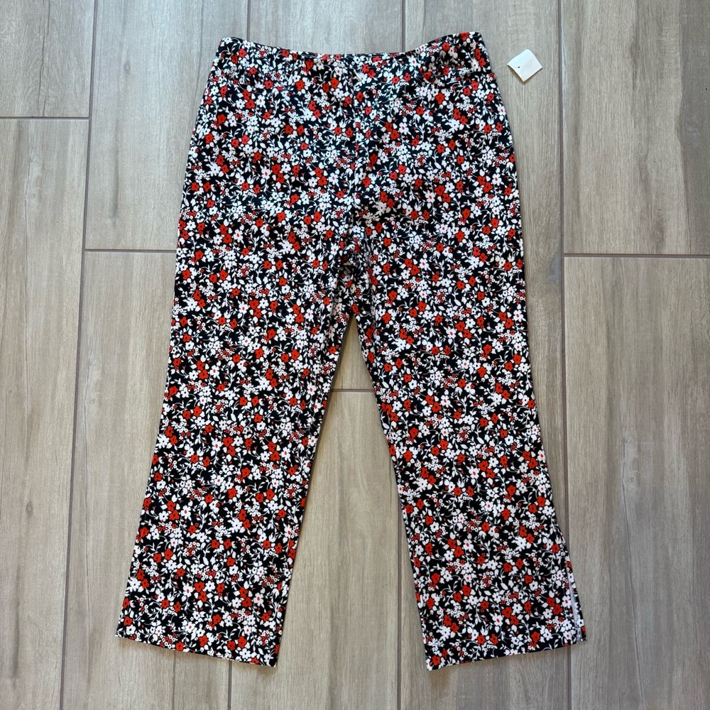 NWT Vintage Y2K Fashion Bug Women’s Black Red White Floral Pants with Pockets